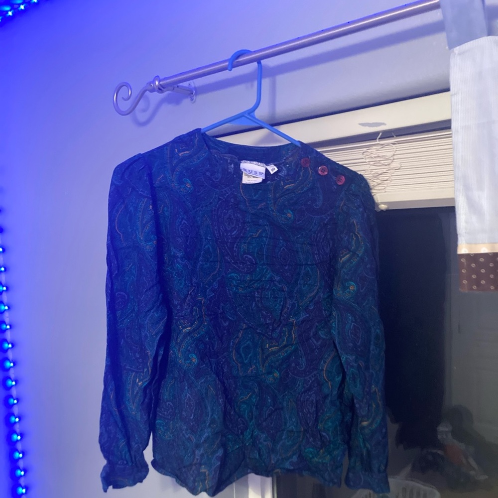 Vintage Russ Paisley Print Blouse Medium